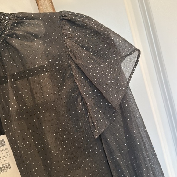 Zara Sheer Grey Sparkle Blouse Small NWT - Picture 9 of 13